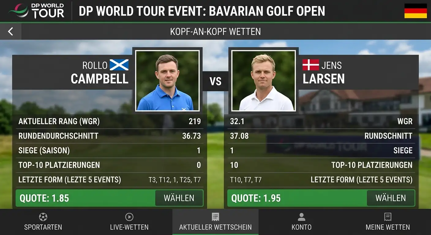 DP World Tour H2H Märkte: europäische Tour für Head-to-Head Wetten mit Analysevorteil für deutsche Wetter