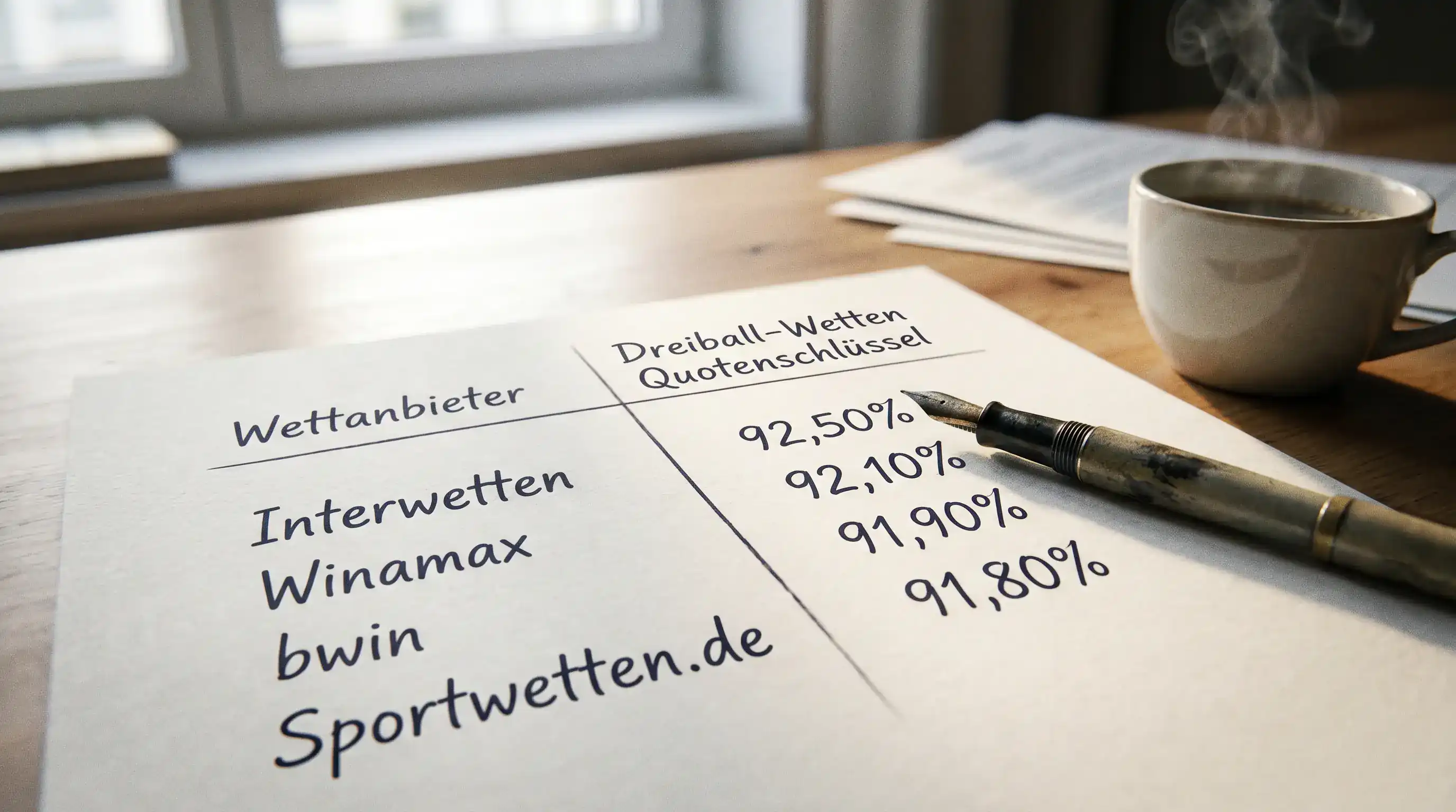 Interwetten Quotenschlüssel für Dreiball-Wetten Golf: Marktführer mit 92,50 Prozent