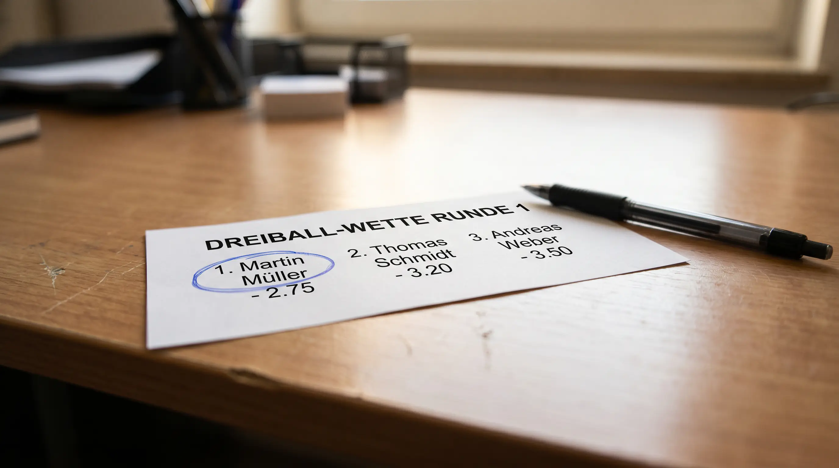 Rundenbasierter Wettschein für Dreiball-Wetten: Quotenbeispiel und Ergebnisauflösung