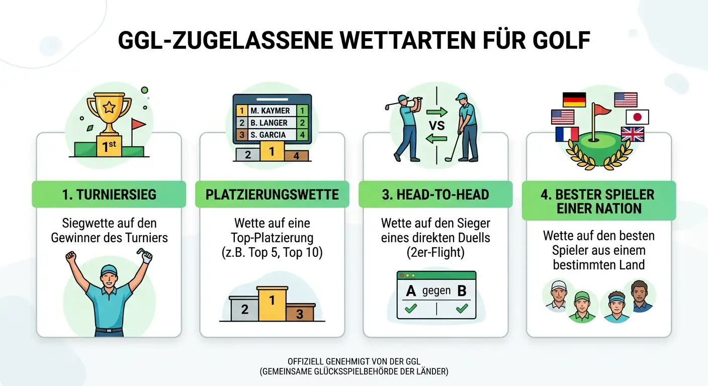 GGL-zugelassene Wettarten für Golf Kombiwetten: welche Märkte für Akkumulatoren kombinierbar sind