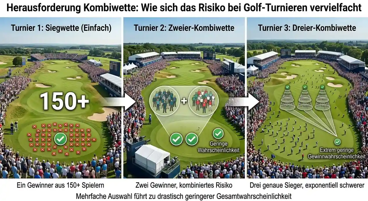 Outright Golf Kombiwetten Varianz: warum drei kombinierte Turniersiegwetten mathematisch gefährlich sind