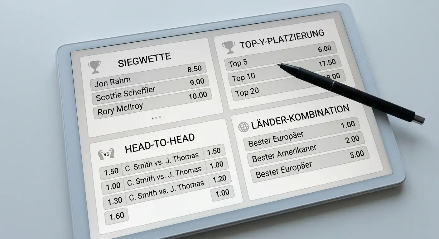 Golf Wettarten Terminologie Siegwette Each-Way H2H Dreiball FRL Antepost erklärt